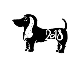 Year of the Dog 2018. Stamp for New Year's design. Vector template. New Year on the Chinese calendar.