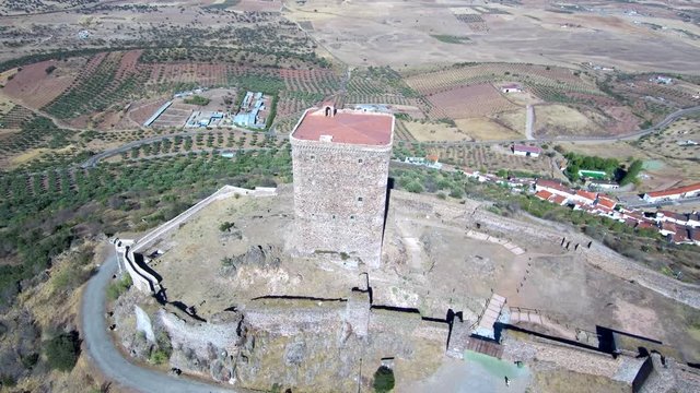 Feria (Badajoz, Extremadura) desde el aire. Video aereo con drone