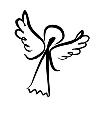 Painted Angel. Simple vector illustration of a free hand line.