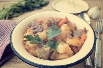 stewed vegetables with beans and meat