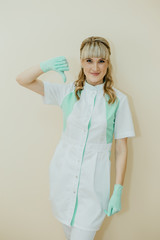 Sugaring. The girl beautician. Master of depilation sugar wax. Emotions.