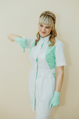 Sugaring. The girl beautician. Master of depilation sugar wax. Emotions.