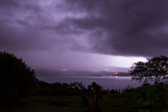 lighting, storm over the lake