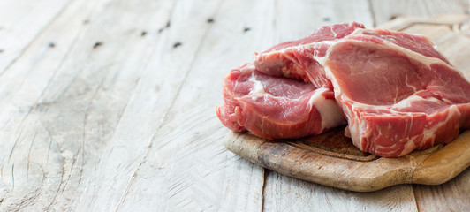Raw pork steaks