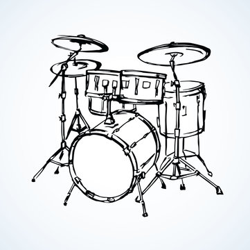 Drum set sketch style vector illustration Stock Vector by ©AlexanderPokusay  107718668