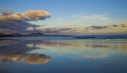 Atlantic ocean. Beach view on Lanzarote Canary island in Spain