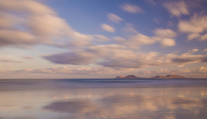 Atlantic ocean. Beach view on Lanzarote Canary island in Spain
