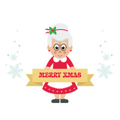 cartoon mrs santa with sign vector