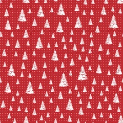 Seamless Merry Christmas Festive Pattern with Tree