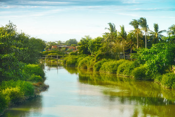 little village near the river  of vietnam