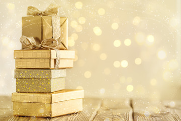 Shining bright presents in sparkles