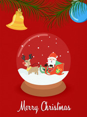 Christmas santa claus snow globe greeting card