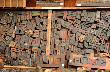 Fototapeta premium Old printing letters, typographic composition
