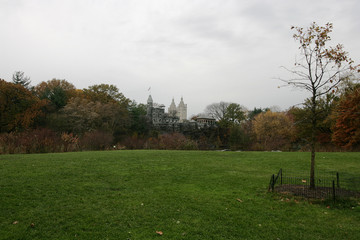 Fototapeta na wymiar Beautiful fall scenery in Central Park New York at November.