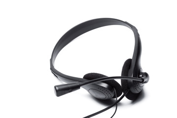 Fototapeta premium headset with microphone isolated on white