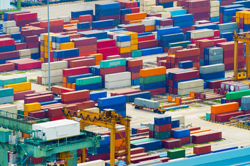 Overloaded Singapore industrial transportation port