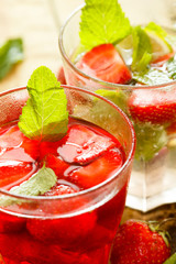Refreshing drink with strawberry