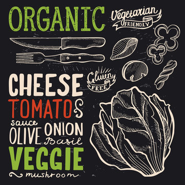 Organic menu poster for restaurant, food template.