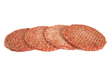 fresh raw burger patty isolated on white