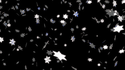 Raining Lots of Big and Sharp Silver Six Branchs Stars