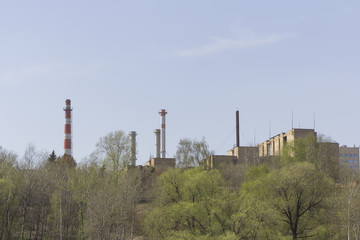 Fototapeta na wymiar Petrochemical plant with on the sky background