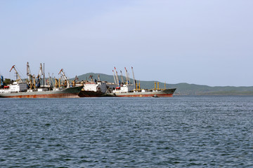 Trade sea port Vladivostok, Russia, Pacific ocean