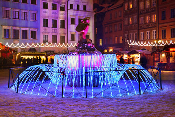 Holiday decorations of Warsaw. Old market square. Poland © Andrey Shevchenko