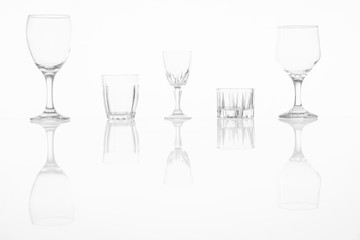 Different empty glasses