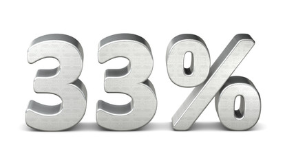 33 prozent symbol 3d silver struktur