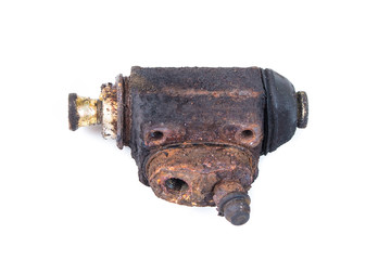 Old used break shoes on the white background