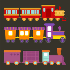 Naklejka premium Game gift kids train vector travel railroad transportation toy locomotive illustration.