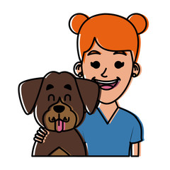 Girl with dog cartoon