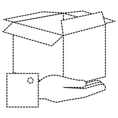 hands with carton box vector illustration design