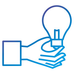 hand human with bulb light vector illustration design