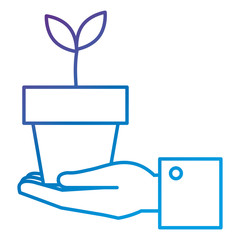 hand with plant in pot icon vector illustration design