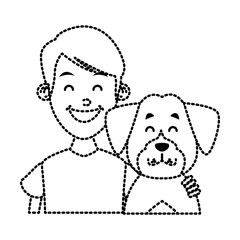 Boy with cute dog icon vector illustration graphic design