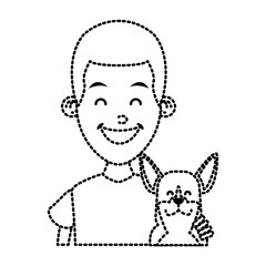 Boy with cute dog icon vector illustration graphic design