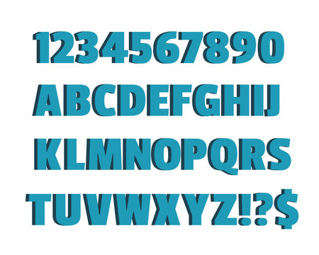 Blue 3d font, characters, alphabet, lettering. Design alphabet vector illustration of blue volume alphabet on white background