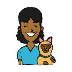 Girl with cat icon vector illustration graphic design