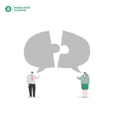 Businessman and speech bubble jigsaw puzzle meaning advice or consult or thinking on white background illustration vector. Business concept.