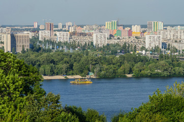 Obraz premium Kiev, Dnipro embankment and residential areas
