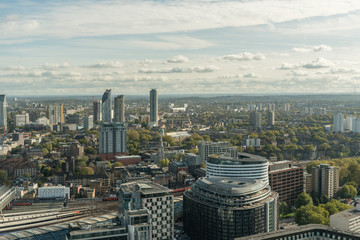 Aerial view of the southern London in late October
