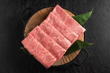 Foto op Plexiglas 最高級 九州産黒毛和牛の霜降り肉The finest Kyushu Japanese beef © norikko