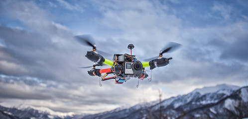 Naklejka na ściany i meble Drone flight winter time in the Georgia mountains