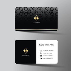 Modern business card template design. With inspiration from the abstract. Contact card for company. Two sided black and white . Vector illustration. 