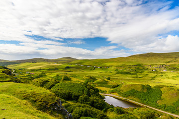 Scenic view from the Fairy Glen in the Isle of Skye, Scotland