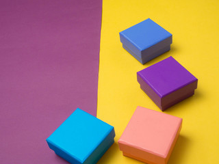 Obraz premium color gift box on color background for Christmas and The New Year .