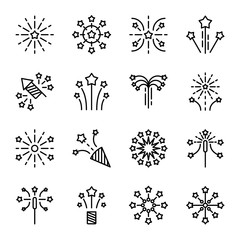 firework line icon. Petard, stars, festival and event, celebrate and party