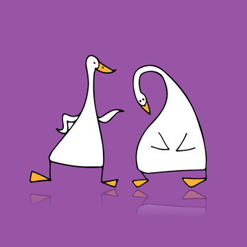 Funny goose, sketch for your design