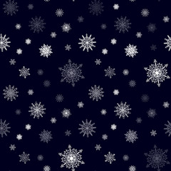 Christmas snowflake seamless pattern with tiled falling snow